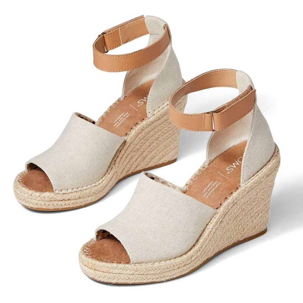 Toms- Natural Marisol Peep Toe Wedge